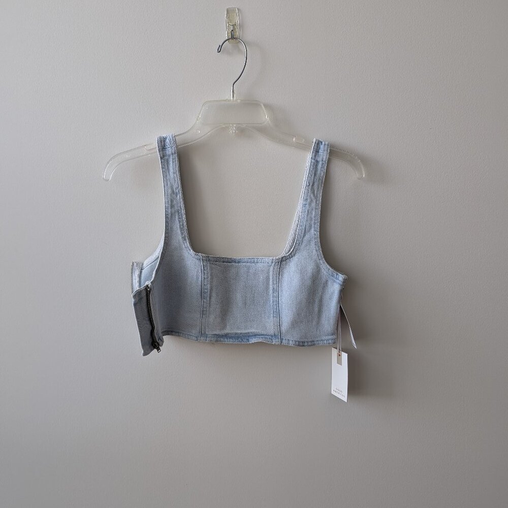 Good American Light Denim Crop Top